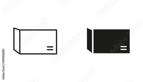 Open envelope or mailbox icon set featuring simple geometric design in outline and solid vector styles for email and communication interfaces