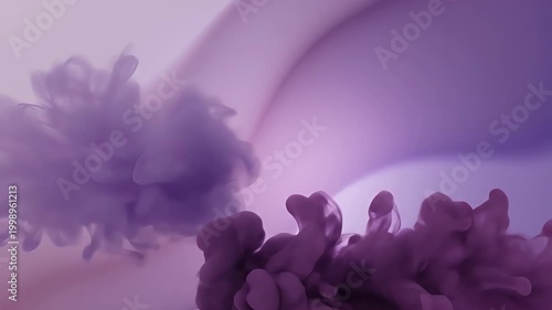 Abstract Purple Smoke Swirls and Wisps Floating Gracefully in a Soft Light Background
