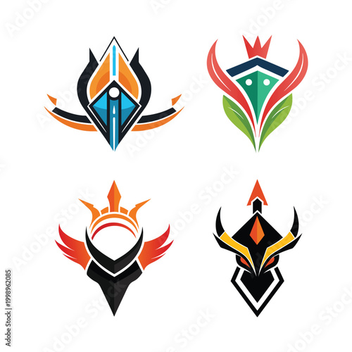 Abstract Flame Logo Set Creative Modern Symbol Collection.