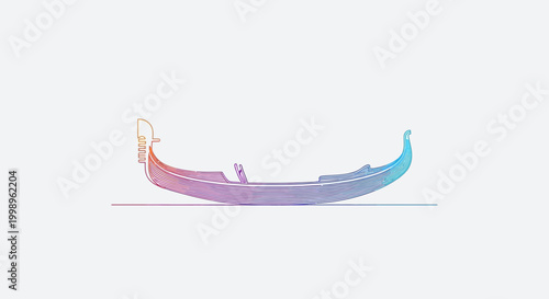 Gondola Silhouette, Venice Canal Boat, Artistic Line Art, Colorful Gradient