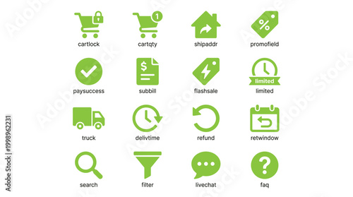 Collection of ecommerce icons for online shopping and payment
