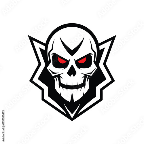 Aggressive Skull Mascot Logo Gaming Esports Emblem.
