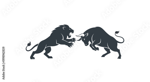 Lion vs Bull Silhouette: Symbol of Conflict, Strength, and Competition
