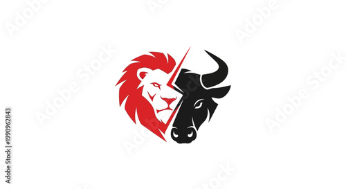 Lion vs Bull Symbolizing Market Trends - Bull and Bear Economy Concept