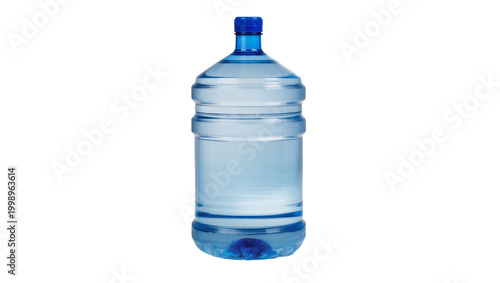 Tableau sur toile Large clear plastic water jug with blue cap, isolated on transparent background