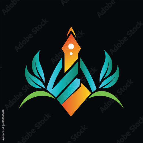 Rocket Growth Logo Leaf Nature Startup Creative Icon.