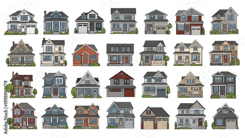 Extensive collection of twenty-eight different residential house designs ranging from modern cottages to traditional family homes.