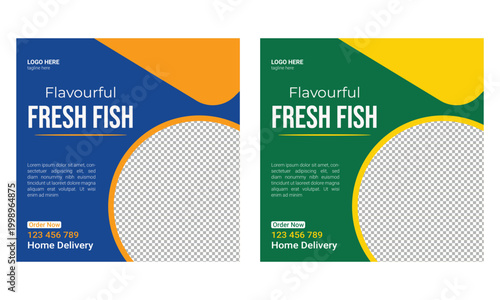 Fish social media post banner template