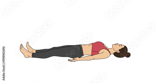 woman lying down in yoga pose on transparent background