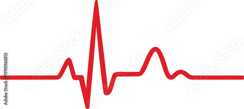 Red heartbeat line a minimalist vector illustration representing medical vital signs and health monitoring isolated on a white background