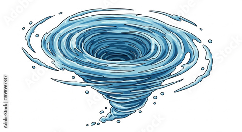 Blue Water Tornado Swirl Illustration.
