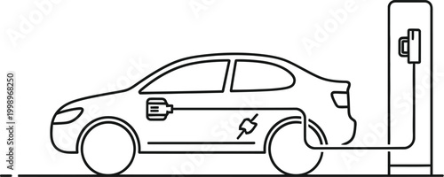 Electric car charging at station