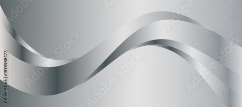 Modern Abstract Silver Metallic Background with Elegant Flowing Waves and Subtle Grainy Texture