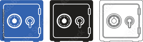 Safe deposit boxes blue black and white variations security and protection