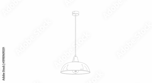 Industrial pendant lamp line art illustration on white background