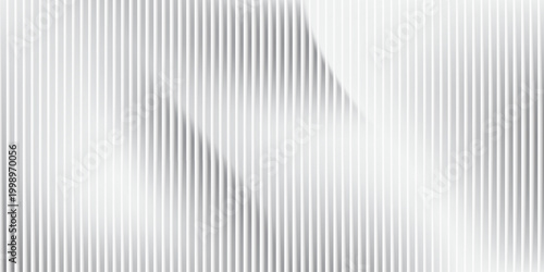 Glass background with silver ribbed effect and abstract 3D line pattern. Modern gray panel design for wall or window, adding light reflection and stylish texture to architecture.