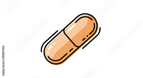 Orange capsule pill isolated on white background, medical concept
