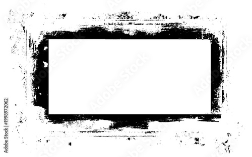 Vintage Distressed Rectangular Frame with Ragged Torn Edges. 