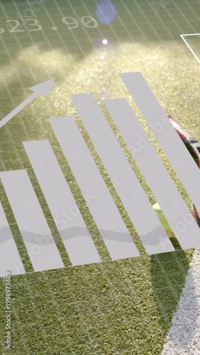 Vertical video: On start showing racket and ball, AR charts floating over ball and collecting data
