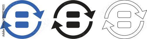 Recycling symbol variations color black and white silhouette
