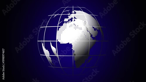 Digital globe with grid lines against dark blue. Digital globe earth world. Luminous digital globe for planetary science and international network technology visualizations art.