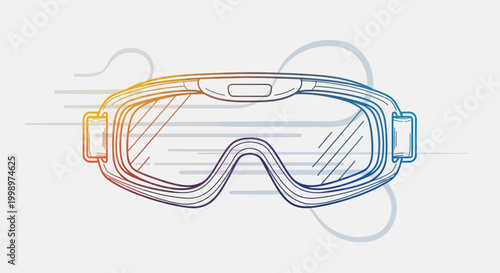 Futuristic VR Goggles with Glowing Gradient and Motion Lines
