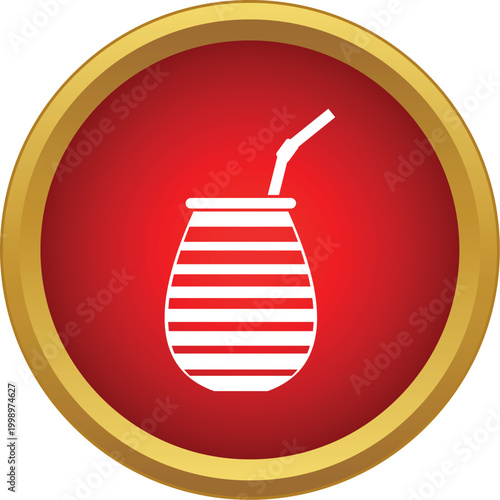 Yerba mate beverage in a traditional cup with a straw icon