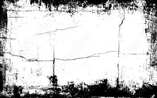 Grunge Texture Frame Overlay with Black and White Scratched Border