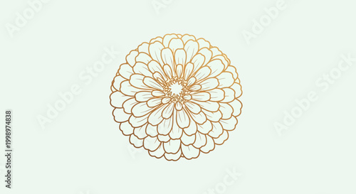 Golden flower outline illustration on a light green background