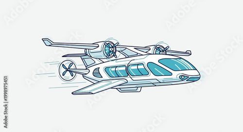 Futuristic aircraft, flying car, electric VTOL, modern transport, innovation, future travel