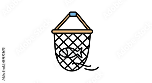 Fishing Net with Fish Caught Inside, Outdoor Activity, Summer Fun