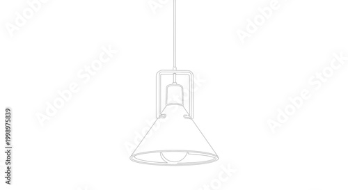 Line art of a modern hanging pendant light fixture