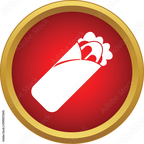 Shawarma or burrito wrap icon representing fast food and street cuisine