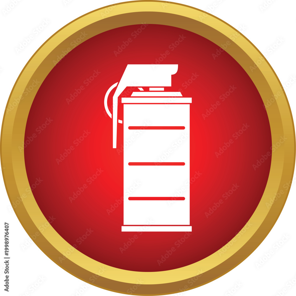 Obraz premium Stun grenade in a red circle with a golden border, presented as a security icon
