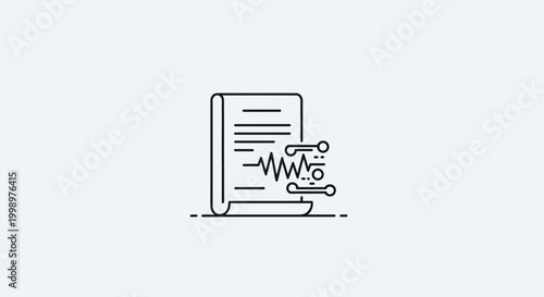 Digital document with waveform and circuit elements, concept of data analysis and technology