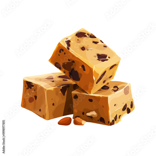 Simple flat 2D vector graphic of a Fudge in modern icon style, isolated on a white canvas