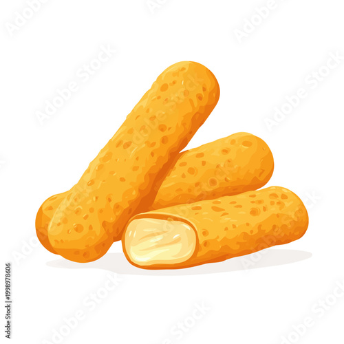 Simple flat 2D vector graphic of a Mozzarella Sticks in modern icon style, isolated on a white canvas