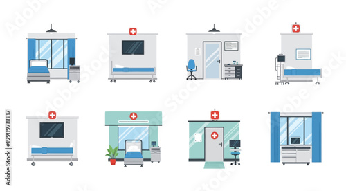 medical room illustrations on transparent background high quality