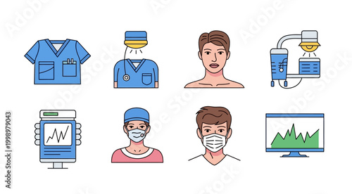 medical icons set on transparent background high quality