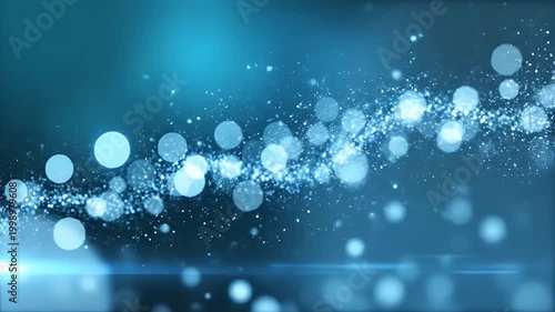 Abstract background with glowing light particles and bokeh effect in deep blue tones, perfect for digital design and creative projects