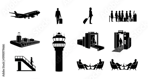 travel related silhouettes on transparent background high quality professional