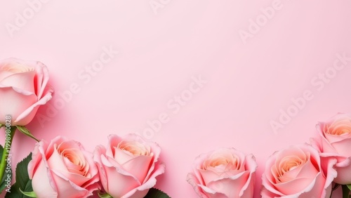 rose flowers banner on pink background creative natural floral concept