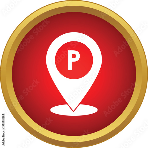 Parking symbol on a map pointer for navigation and finding spots