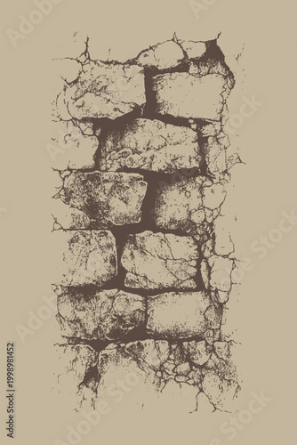 Cracked Brick Wall Texture with Aged Weathered Appearance