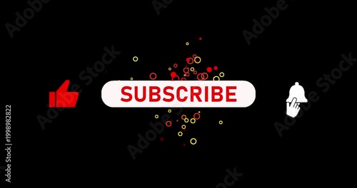Subscribe Button Set with Notification Bell and Cursor Pointer