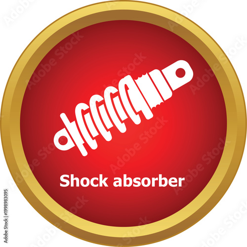 Shock absorber icon representing car suspension and automotive parts in a red circle