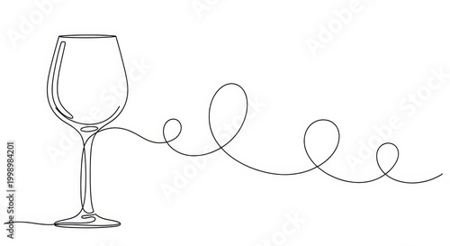 A line drawing of a wine glass with a swirling line coming out of it