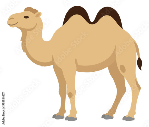 Camel Flat Vector Icon with Tan Body