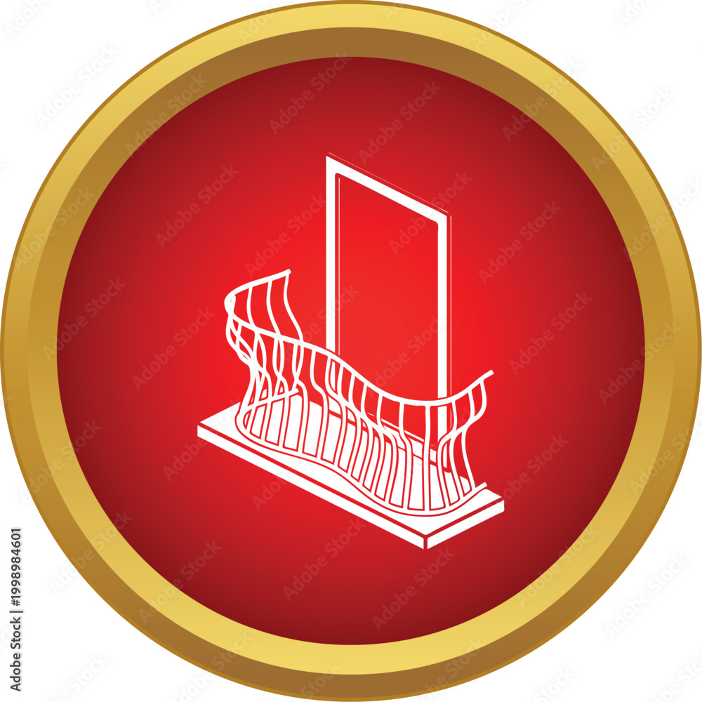 Obraz premium Balcony architecture icon on a red circle background
