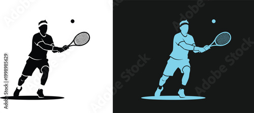 Dynamic tennis player silhouettes a contrasting study in light and shadow